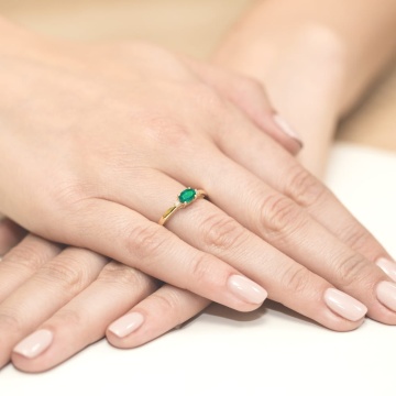 Inel Aur 14K cu Smarald 0.40 ct si Diamante Naturale 0.03 ct - Img 4