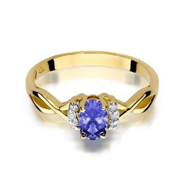 Inel Aur 14K cu Tanzanit 0.40 ct si Diamante Naturale 0.05 ct - Img 2