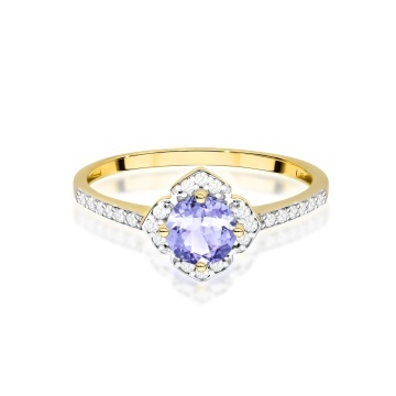 Inel Aur 14K cu Tanzanit 0.50 ct si Diamante Naturale 0.13 ct - Img 2