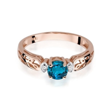 Inel Aur 14K cu Topaz London Blue 0.50 ct si Diamante Naturale 0.02 ct - Img 6
