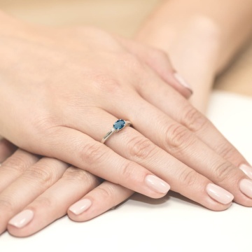 Inel Aur 14K cu Topaz London Blue 0.50 ct si Diamante Naturale 0.03 ct - Img 11