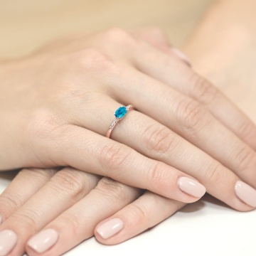 Inel Aur 14K cu Topaz London Blue 0.50 ct si Diamante Naturale 0.03 ct - Img 8
