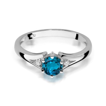 Inel Aur 14K cu Topaz London Blue 0.50 ct si Diamante Naturale 0.03 ct - Img 5