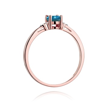 Inel Aur 14K cu Topaz London Blue 0.50 ct si Diamante Naturale 0.05 ct - Img 6