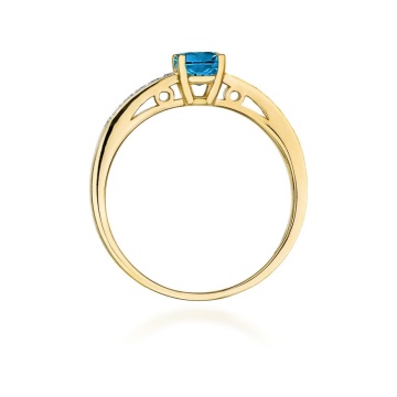 Inel Aur 14K cu Topaz London Blue 0.50 ct si Diamante Naturale 0.05 ct - Img 3