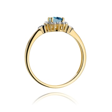 Inel Aur 14K cu Topaz London Blue 0.50 ct si Diamante Naturale 0.10 ct - Img 3