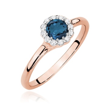 Inel Aur 14K cu Topaz London Blue 0.50 ct si Diamante Naturale 0.10 ct - Img 5