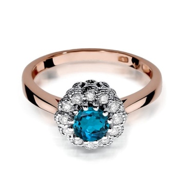 Inel Aur 14K cu Topaz London Blue 0.50 ct si Diamante Naturale 0.17 ct - Img 5