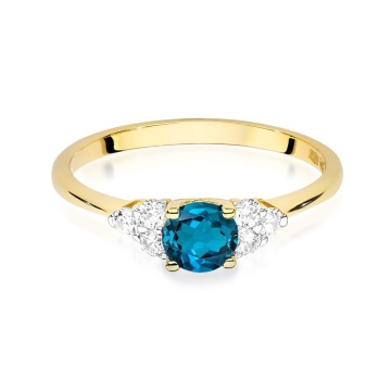 Inel Aur 14K cu Topaz London Blue 0.50 ct si Diamante Naturale 0.18 ct - Img 2