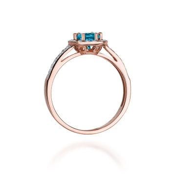 Inel Aur 14K cu Topaz London Blue 0.50 ct si Diamante Naturale 0.20 ct - Img 7