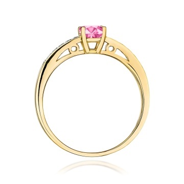Inel Aur 14K cu Topaz Roz 0.60 ct si Diamante Naturale 0.05 ct - Img 3