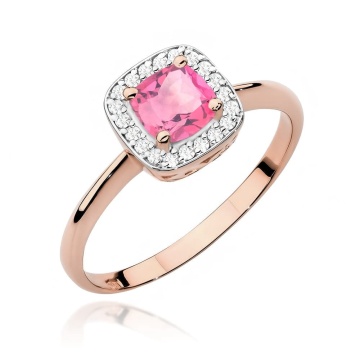 Inel Aur 14K cu Topaz Roz 0.65 ct si Diamante Naturale 0.10 ct - Img 5