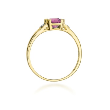 Inel Aur 14K cu Topaz Roz 1.10 ct si Diamante Naturale 0.01 ct - Img 3