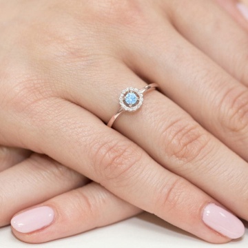 Inel Aur 14K cu Topaz Swiss 0.15 ct si Diamante Naturale 0.08 ct - Img 8