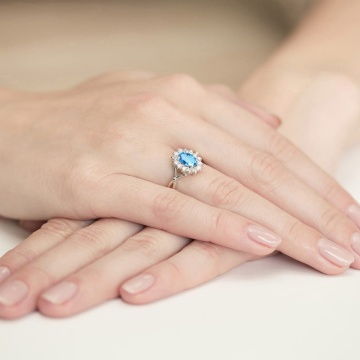 Inel Aur 14K cu Topaz Swiss 0.50 ct si Diamante Naturale 0.12 ct - Img 8