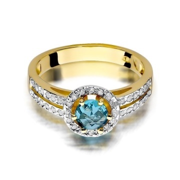Inel Aur 14K cu Topaz Swiss 0.50 ct si Diamante Naturale 0.20 ct - Img 2