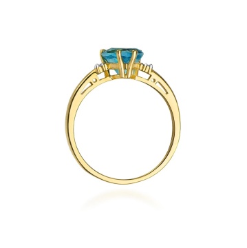 Inel Aur 14K cu Topaz Swiss 1.20 ct si Diamante Naturale 0.03 ct - Img 7