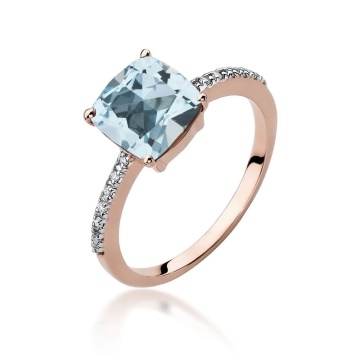 Inel Aur 14K cu Topaz Swiss 2.00 ct si Diamante Naturale 0.07 ct - Img 6