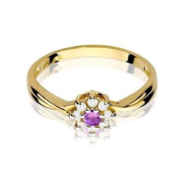 Inel Aur 9K cu Ametist 0.10 ct si Diamante Naturale 0.12 ct - Img 8