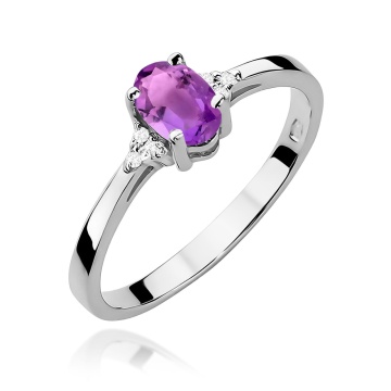 Inel Aur 9K cu Ametist 0.40 ct si Diamante Naturale 0.05 ct - Img 5