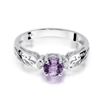 Inel Aur 9K cu Ametist 0.50 ct si Diamante Naturale 0.02 ct - Img 5