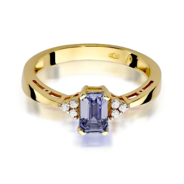 Inel Aur 9K cu Ametist 0.50 ct si Diamante Naturale 0.03 ct - Img 2