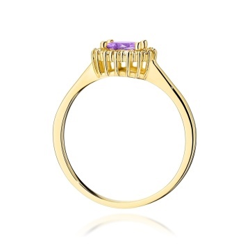 Inel Aur 9K cu Ametist 0.50 ct si Diamante Naturale 0.14 ct - Img 3