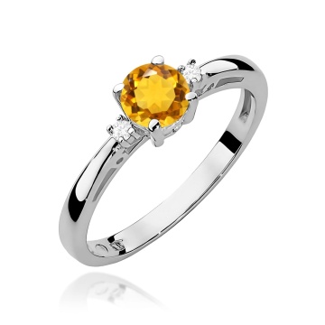 Inel Aur 9K cu Citrin 0.50 ct si Diamante Naturale 0.03 ct - Img 5
