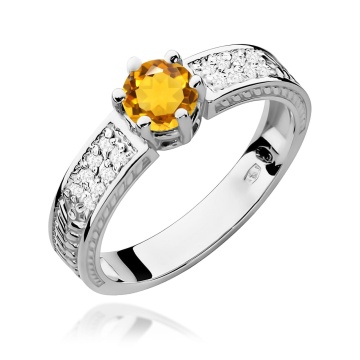 Inel Aur 9K cu Citrin 0.50 ct si Diamante Naturale 0.08 ct - Img 5