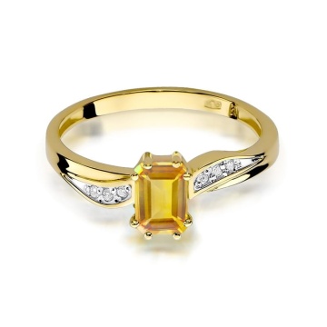 Inel Aur 9K cu Citrin 0.60 ct si Diamante Naturale 0.03 ct - Img 2
