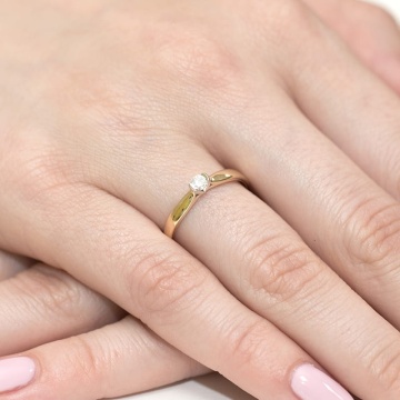 Inel Aur 9K cu Diamant Natural 0.08 ct - Img 3