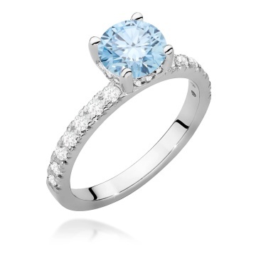 Inel Aur 9K cu Diamante Albastre de Laborator 1.26 ct - Img 5