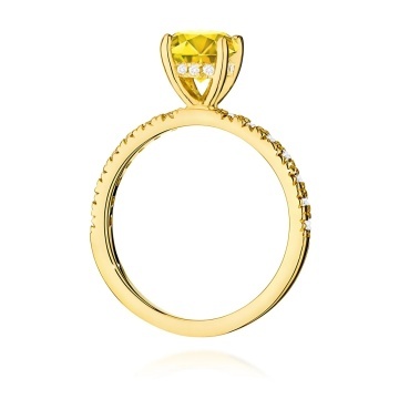 Inel Aur 9K cu Diamante Galbene de Laborator 1.26 ct - Img 3