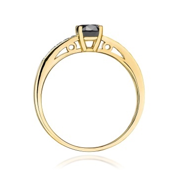 Inel Aur 9K cu Diamante Naturale Albe si Negre 0.55 ct - Img 3