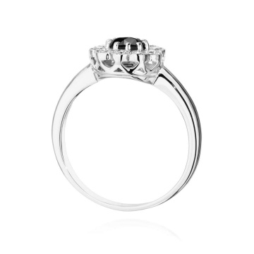 Inel Aur 9K cu Diamante Naturale Albe si Negre 0.80 ct - Img 6