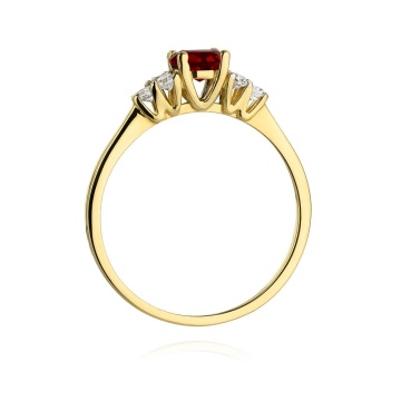 Inel Aur 9K cu Granat 0.60 ct si Diamante Naturale 0.18 ct - Img 2