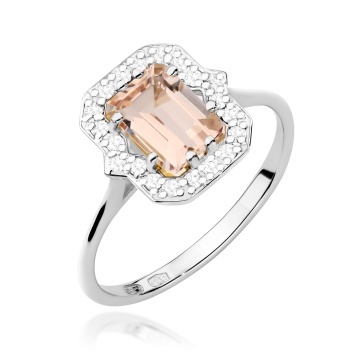 Inel Aur 9K cu Morganit 1.00 ct si Diamante Naturale 0.17 ct - Img 6
