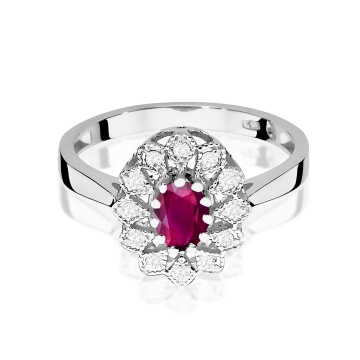Inel Aur 9K cu Rhodolite 0.50 ct si Diamante Naturale 0.10 ct - Img 8