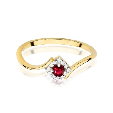 Inel Aur 9K cu Rubin 0.15 ct si Diamante Naturale 0.06 ct - Img 2
