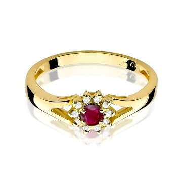 Inel Aur 9K cu Rubin 0.15 ct si Diamante Naturale 0.09 ct - Img 2