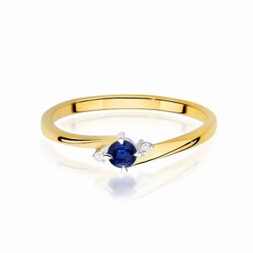 Inel Aur 9K cu Safir 0.15 ct si Diamante Naturale 0.02 ct - Img 2