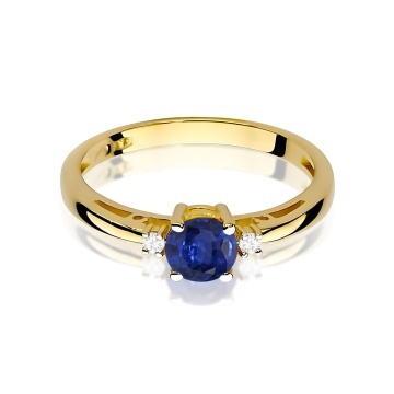 Inel Aur 9K cu Safir 0.50 ct si Diamante Naturale 0.03 ct - Img 2