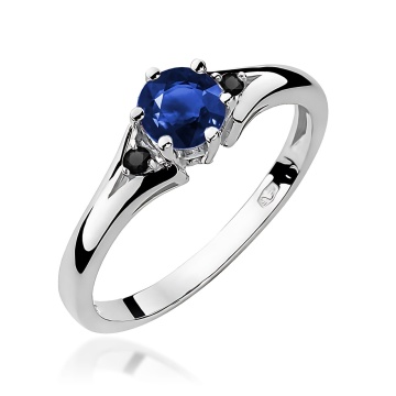 Inel Aur 9K cu Safir 0.50 ct si Diamante Naturale Negre 0.03 ct - Img 4