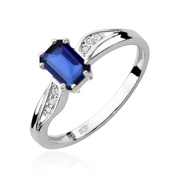 Inel Aur 9K cu Safir 0.60 ct si Diamante Naturale 0.03 ct - Img 5