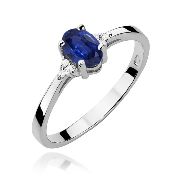 Inel Aur 9K cu Safir 0.70 ct si Diamante Naturale 0.05 ct - Img 5