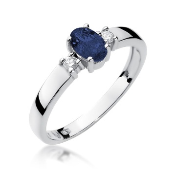Inel Aur 9K cu Safir 0.70 ct si Diamante Naturale 0.08 ct - Img 4