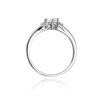 Inel Aur 9K cu Safir Alb 0.60 ct si Diamante Naturale 0.03 ct - Img 7