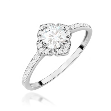 Inel Aur 9K cu Safir Alb 0.60 ct si Diamante Naturale 0.13 ct - Img 5
