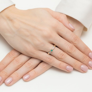 Inel Aur 9K cu Smarald 0.15 ct si Diamante Naturale 0.06 ct - Img 4