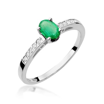 Inel Aur 9K cu Smarald 0.40 ct si Diamante Naturale 0.05 ct - Img 4